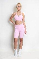 Zip Front Gym Crop Top And Cycling Shorts Set