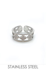 Cut Out Louis Stainless Steel Adjustable Ring 