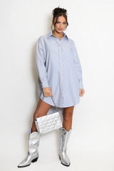 Striped Dip Hem Shirt Dress