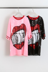 Dollar Lips Sequin T-Shirt Dress