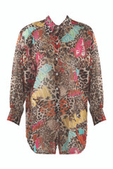 Slogan Leopard Print Chiffon Shirt