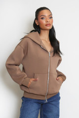 Patch Pockets Zipper Hoodie 