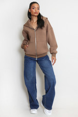 Patch Pockets Zipper Hoodie 