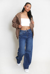 Patch Pockets Zipper Hoodie 