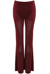 Studs Trim Mesh Flare Hem Trouser 