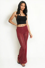 Studs Trim Mesh Flare Hem Trouser 