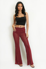 Studs Trim Mesh Flare Hem Trouser 