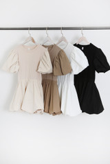 Short Sleeve Puff Ball Dress