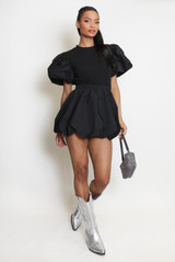 Short Sleeve Puff Ball Dress