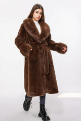 Faux Fur Belted Coat 