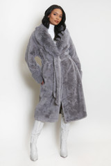 Faux Fur Belted Coat 