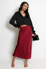 Satin BIas Cut Midi Skirt