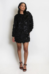 Tassel Sequin Long Sleeve Dress