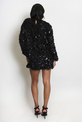 Tassel Sequin Long Sleeve Dress
