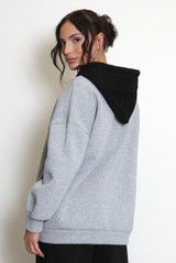 Button Front Hooded Sweatshirt