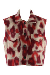 Wool Blend Animal Print Cropped Gilet