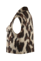 Wool Blend Animal Print Cropped Gilet