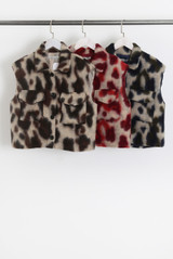 Wool Blend Animal Print Cropped Gilet