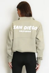 Sandiego Bubble Slogan Half Zip Sweatshirt