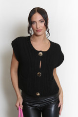 Knitted Waistcoat With Oversized Button