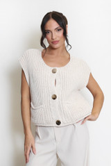 Knitted Waistcoat With Oversized Button