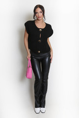 Knitted Waistcoat With Oversized Button