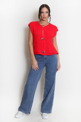 Knitted Waistcoat With Oversized Button