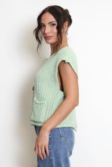 Knitted Waistcoat With Oversized Button