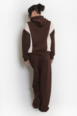 Two Tone slogan Hoodie And Wide Leg Jogger Set