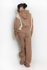 Two Tone slogan Hoodie And Wide Leg Jogger Set