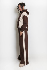 Two Tone slogan Hoodie And Wide Leg Jogger Set