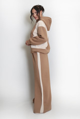 Two Tone slogan Hoodie And Wide Leg Jogger Set
