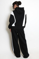 Two Tone slogan Hoodie And Wide Leg Jogger Set