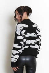 Two Tone Design Zip Cardigan 