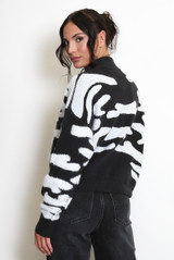 Two Tone Design Zip Cardigan 
