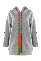 Button Sleeve Oversized Hoodie