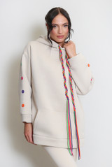 Button Sleeve Oversized Hoodie
