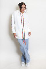 Button Sleeve Oversized Hoodie