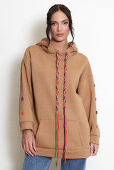 Button Sleeve Oversized Hoodie