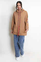 Button Sleeve Oversized Hoodie