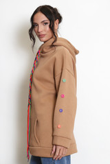 Button Sleeve Oversized Hoodie