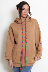 Button Sleeve Oversized Hoodie