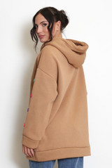 Button Sleeve Oversized Hoodie
