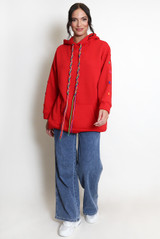 Button Sleeve Oversized Hoodie