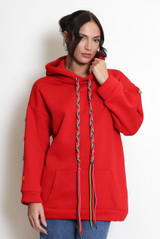 Button Sleeve Oversized Hoodie