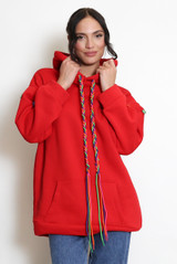 Button Sleeve Oversized Hoodie