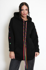 Button Sleeve Oversized Hoodie