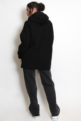 Button Sleeve Oversized Hoodie