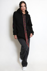 Button Sleeve Oversized Hoodie