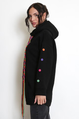 Button Sleeve Oversized Hoodie